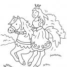 Princesa montando a caballo: dibujo para colorear e imprimir