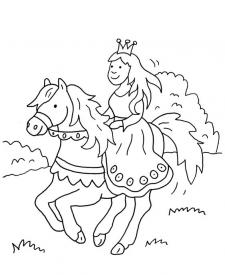 Princesa montando a caballo: dibujo para colorear e imprimir