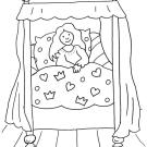 La cama de la princesa: dibujo para colorear e imprimir