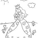 Princesa con flores: dibujo para colorear e imprimir