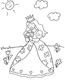 Princesa con flores: dibujo para colorear e imprimir