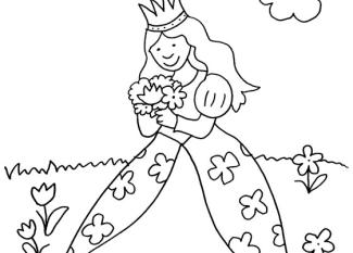 Dibujo para colorear de princesa con flores