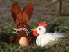 Manualidad para fabricar una gallina y un conejo de pascua