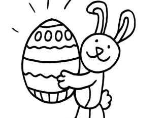 Dibujo para colorear de un conejo con un huevo de Pascua