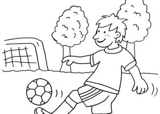 Dibujo para colorear de niños jugando al fútbol