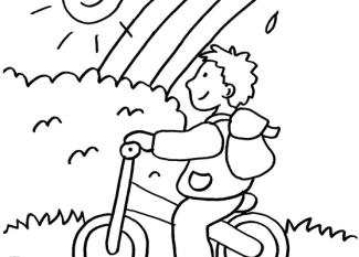 Dibujo para colorear de un niño montando en bicicleta