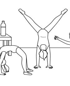 Gimnastas: dibujo para colorear e imprimir