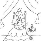 La princesa y su gato: dibujo para colorear e imprimir