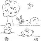 Conejos y mariposa: dibujos para colorear e imprimir