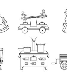 Juguetes antiguos: dibujo para colorear e imprimir