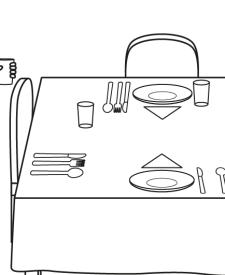 Niño poniendo la mesa: dibujo para colorear e imprimir