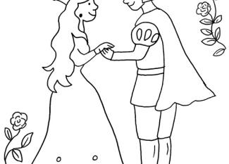 dibujo para colorear de una princesa y un principe
