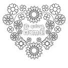 Corazón con flores para el día de la madre: dibujo para colorear e imprimir