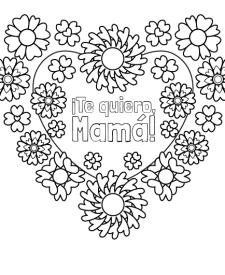 Corazón con flores para el día de la madre: dibujo para colorear e imprimir