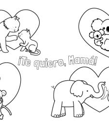 Mamás de animales: dibujo para colorear e imprimir