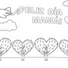 Dibujo con mensaje: Feliz Día de la Madre: imagen para colorear e imprimir