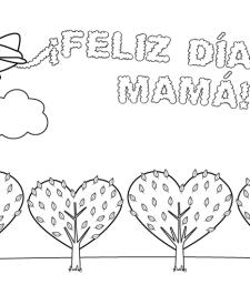 Dibujo con mensaje: Feliz Día de la Madre: imagen para colorear e imprimir