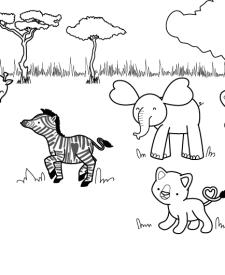 Día de la madre en la sabana: dibujo para colorear e imprimir