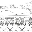 Felicitación del tren: dibujo para colorear e imprimir