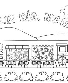 Felicitación del tren: dibujo para colorear e imprimir