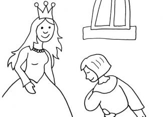 Dibujo para colorear de una princesa y un principe en la pedida de mano