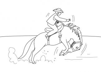 Dibujo para colorear de un vaquero y su caballo