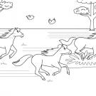 Carrera de caballos: dibujo para colorear e imprimir