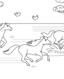 Carrera de caballos: dibujo para colorear e imprimir