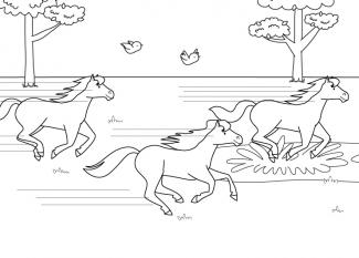 Dibujo para colorear de una carrera de caballos