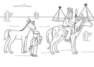Dibujo para colorear de caballos indios