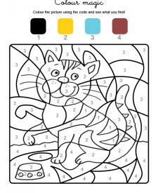 Colour by numbers: gato tigre