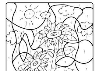 Dibujo para colorear en inglés de unos girasoles