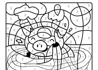 Dibujo mágico para colorear en inglés de un cerdito