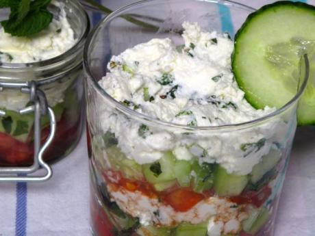 Receta de verrine de tomates y queso de cabra