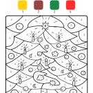 Colour by numbers: adornos de árbol de Navidad