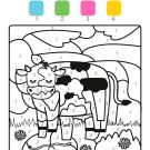 Colour by numbers: una vaca lechera en el campo