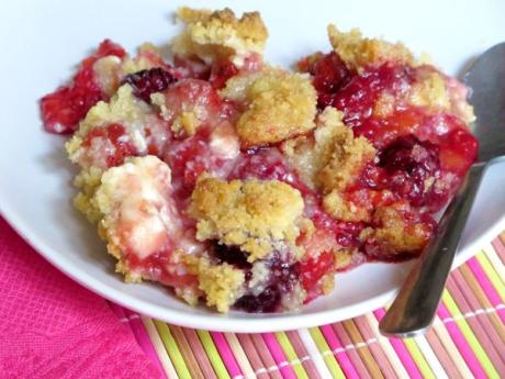 Receta de crumble de frutos rojos y chocolate blanco