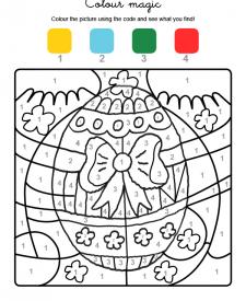 Colour by numbers (colorea por números): dibujo mágico de un huevo de Pascua