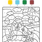 Colour by numbers: polluelo y huevo de Pascua