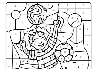 Dibujo mágico para colorear en inglés de un jugador de fútbol