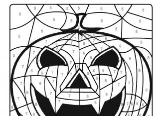 Dibujo mágico para colorear en inglés de una supercalabaza de Halloween