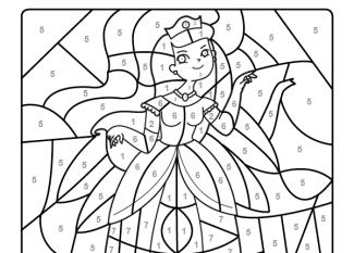 Dibujo mágico para colorear en inglés de una princesa