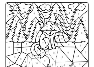 Dibujo mágico para colorear en inglés de un zorro en el campo
