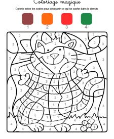 Coloriage magique en français: gato con rayas