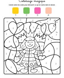 Coloriage magique en français: princesa para el día de la madre