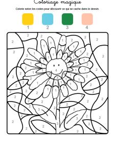 Coloriage magique en français: una margarita