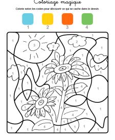 Coloriage magique en français: girasoles