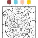 Coloriage magique en français: ángel de Navidad