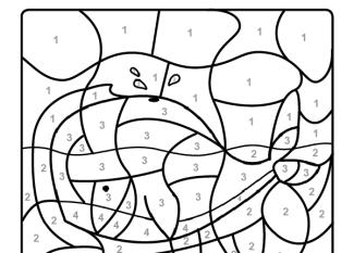 Dibujo mágico para colorear en francés de una ballena