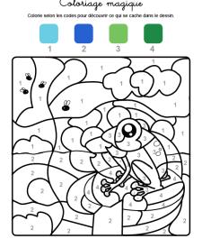 Coloriage magique en français: una rana con abejas